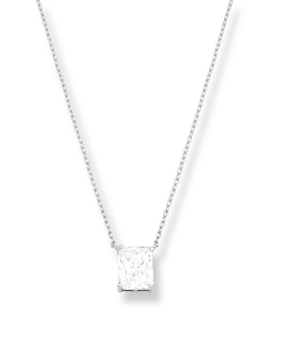COLAR ZIRCONIA INCOLOR RETANGULAR 4 GARRAS SEMI JOIA BAN.RODIO