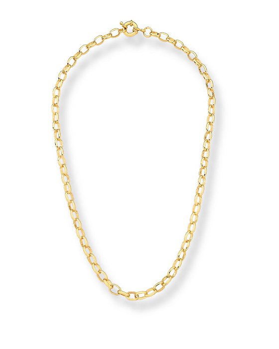 COLAR LISO ELOS OVAIS FECHO BOIA SEMI JOIA BAN.DOURADO