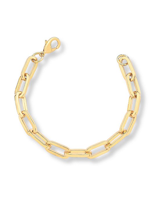 PULSEIRA LISA  ELOS RETANGULARES SEMI JOIA BAN.DOURADO