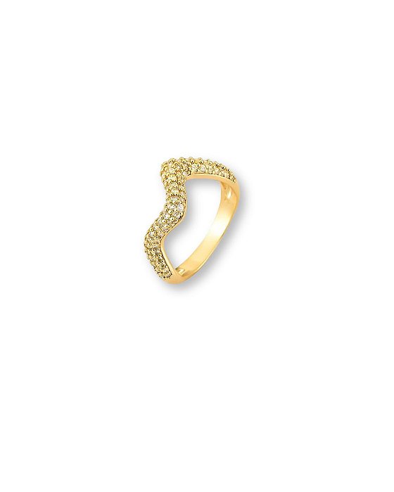 ANEL ORGANICO TRIANGULAR CURVO ZIRCONIA INCOLOR BAN. TAM. 20
