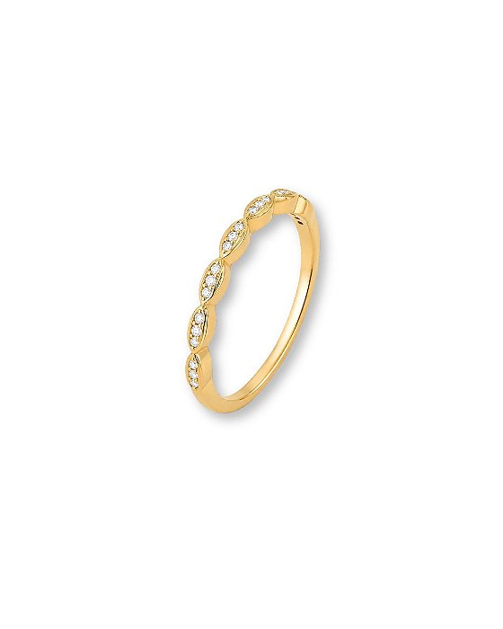 ANEL FINO NAVETE COM ZIRCONIAS INCOLOR BAN. DOURADO /TAM. 16