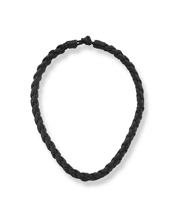 COLAR CORDAO DE SEDA PRETO TRANÇADO TORCIDO FECHO NÓ