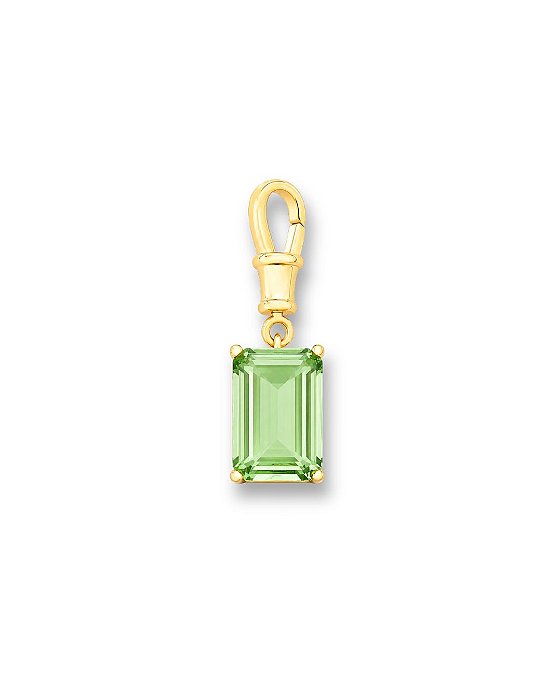 PINGENTE C/ FECHO PEDRA RETANGULAR VERDE BAN. DOURADO