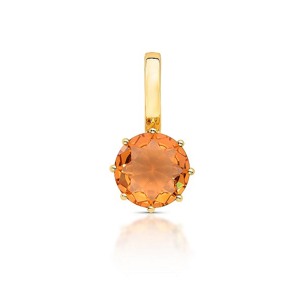 PINGENTE C/ FECHO PEDRA LARANJA REDONDA 8 GARRAS