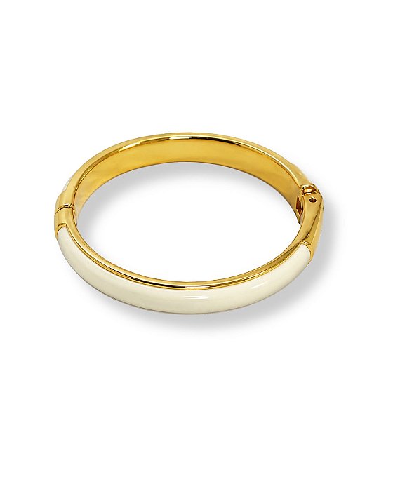 BRACELETE FINO ESMALTADO OFF WHITE DOURADO