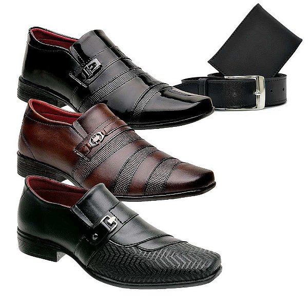 Kit 3 pares sapato social mais carteira e cinto 06 - Loja de calçados |  Sapatos masculinos, femininos e infantil | Loja Slin