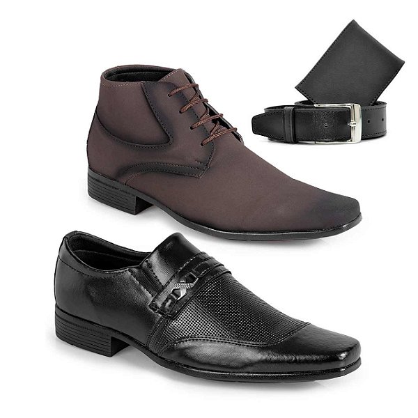 Kit 2 pares bota e sapato social mais cinto e carteira 07 - Loja de  calçados | Sapatos masculinos, femininos e infantil | Loja Slin