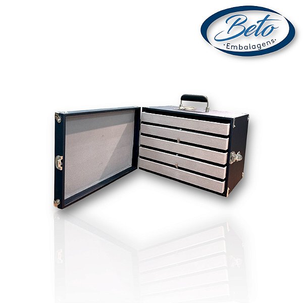 Mala com 5 bandejas para Joias - Azul Dune