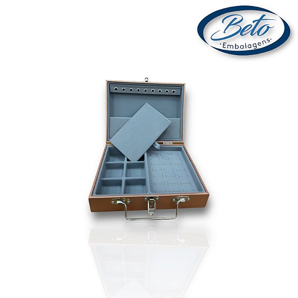 Maleta / Porta-Joias Pequena - Rose Gold / Cinza (Simples)