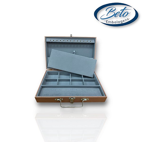 Maleta / Porta-Joias Média - Rose Gold/ Cinza (Simples)