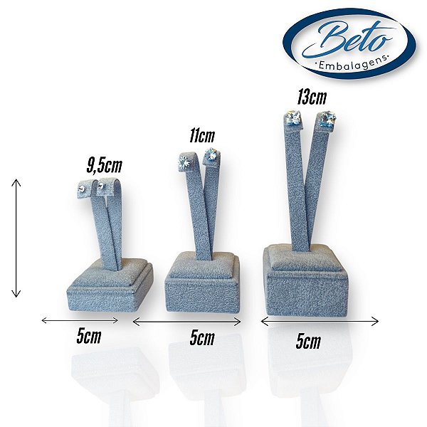Expositor De Brinco Orelha Sued Cinza (P263/M264/G265)