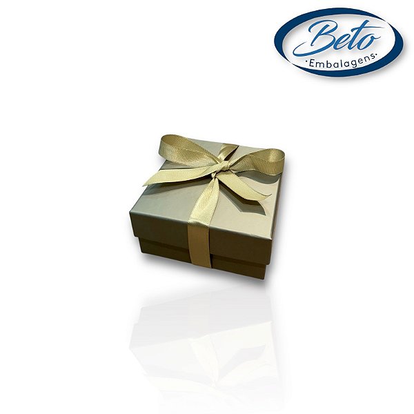 Caixinha Dourado Conjunto Rígida -  10x10x3 C/Laço