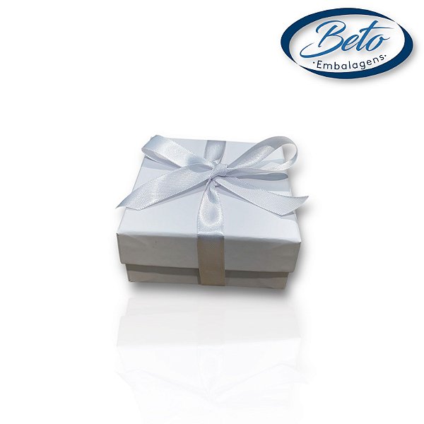 Caixinha Branca Conjunto Rígida - 10x10x3 C/Laço