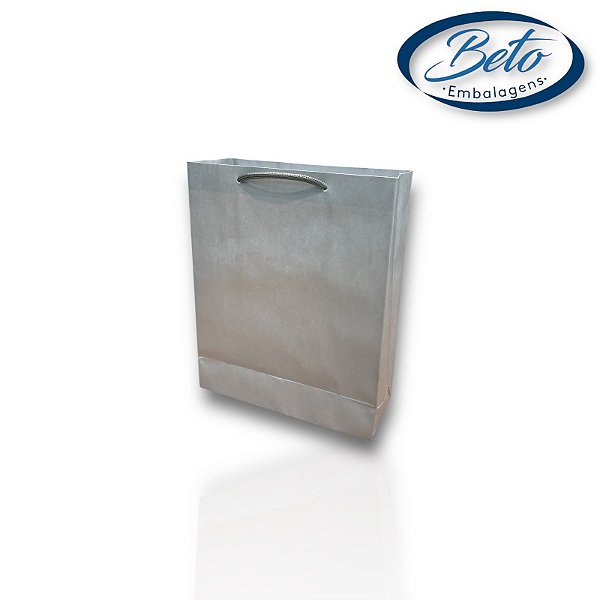 Sacola De Papel Prata 25x20x08 - 10 Unid. N7