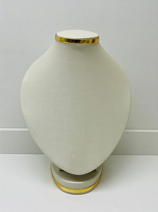 BUSTO ABAJUR OFF WHITE COM FRISO