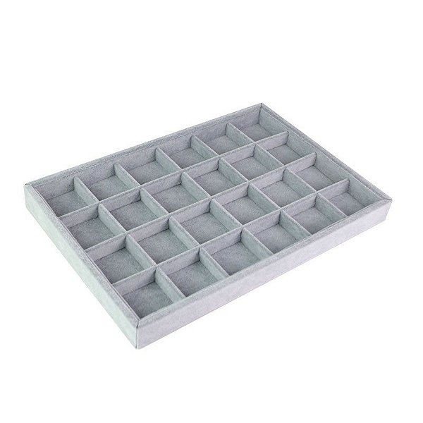 Bandeja suede cinza 24 divisórias