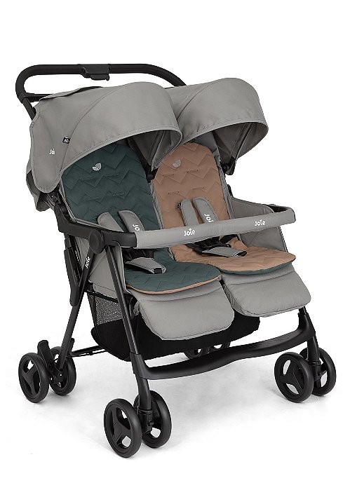Carrinho De Bebê Gêmeos Aire Twin Joie 0 A 15kg Cinza Pebble