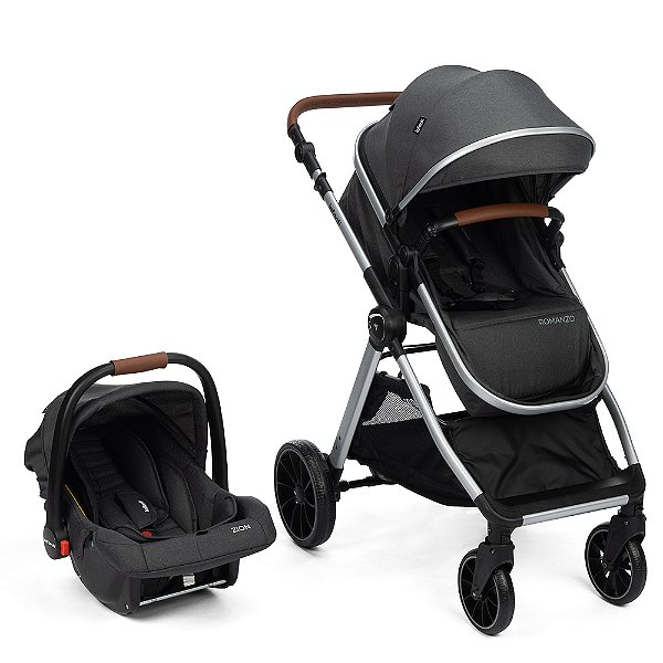 Carrinho Travel System Romanzo Duo - Infanti - Preto Granizo
