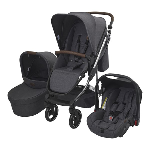 Travel System Como 4 Diamond - Carrinho+moisés - Abc Design - Asphalt