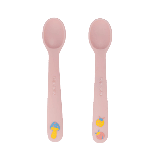 Kit Com Duas Colheres De Silicone Fadinha Rosa Büp Baby