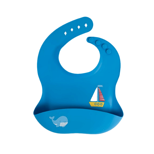 Babador Cata Migalhas De Silicone Ursinho Navy Azul Büp Baby