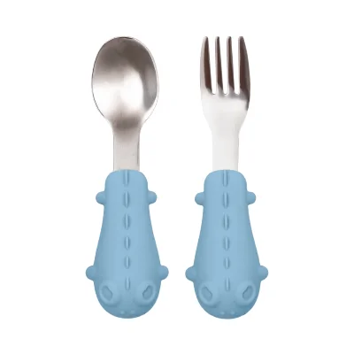 Kit Talheres Cabo em Silicone Azul - Buba