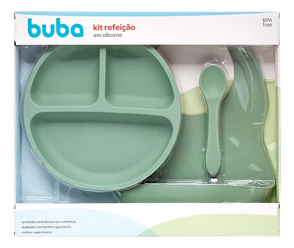 Kit Refeição Em Silicone Verde - Buba