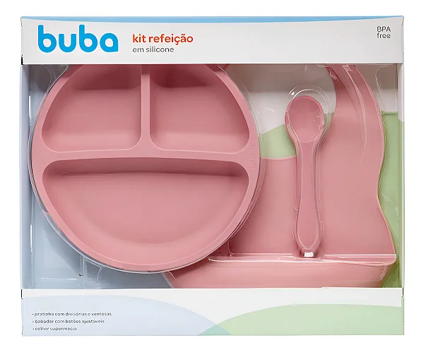 Kit Refeição Em Silicone Rosa - Buba