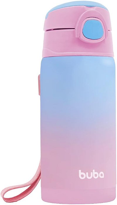 Copo Termico Parede Dupla Com Canudo - Rosa - Buba