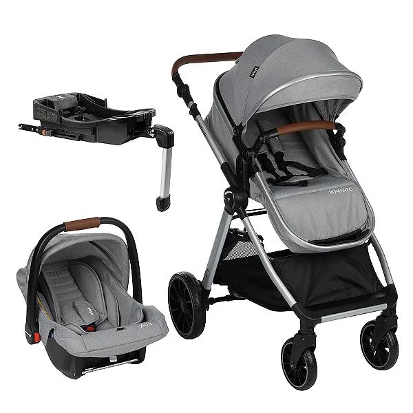 Carrinho De Bebê Romanzo Infanti Travel System Trio Isofix Cor Cinza Prata