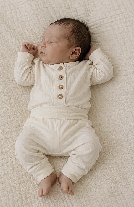 Conjunto Bebê Loungewear Slim Fit | Liso Off White