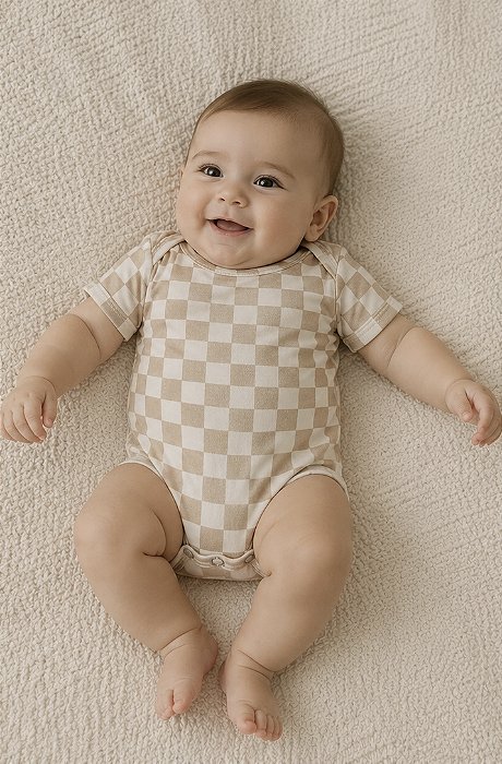 Body de Bebê Manga Curta | Racer Beige
