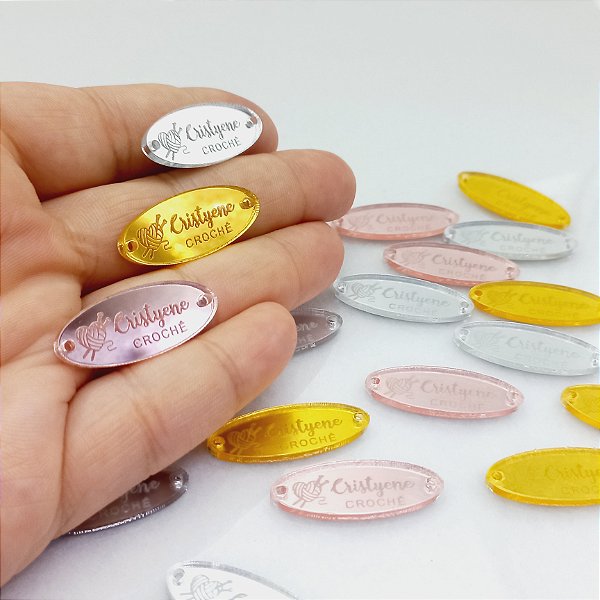 Tag Acrílica Oval 3x1,2cm