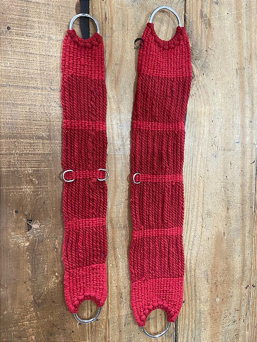 Barrigueira e Cilha De Lã Inox - Vermelho