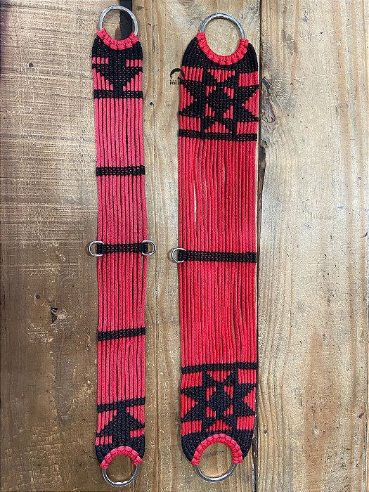 Barrigueira e Cilha Inox Estrela - Vermelho Com Preto