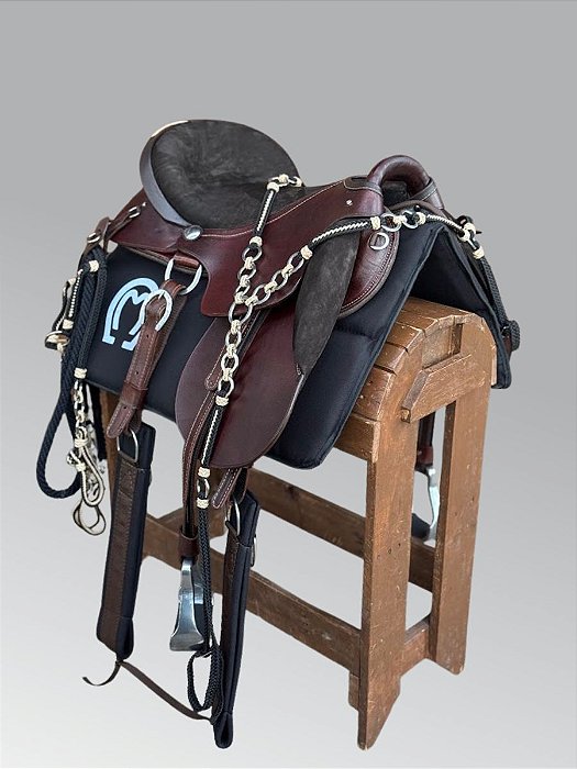 Sela Mangalarga Elite Personalizada + Traia de Cordinha Inox Pinhão