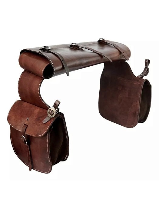 Alforge de Couro Com Porta Capas - Cor Pinhão