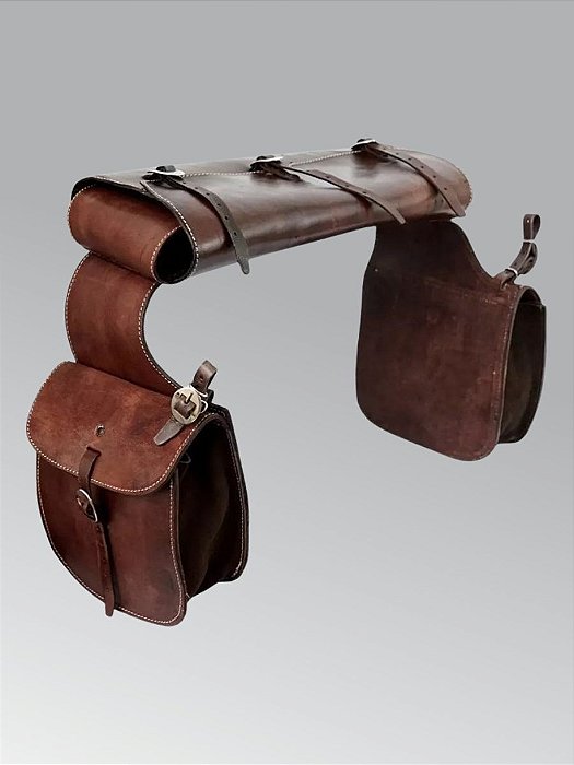 Alforge de Couro Com Porta Capas - Cor Pinhão