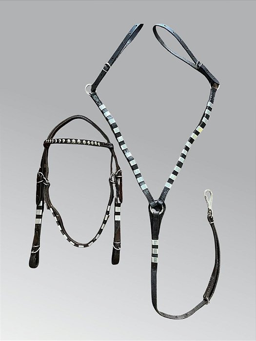 Cabeçada e Peitoral Chapinha Ref. 1003 Couro Legítimo