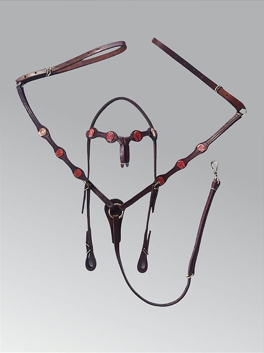 Cabeçada e Peitoral Mangalarga Ref. 1004 Couro Legítimo