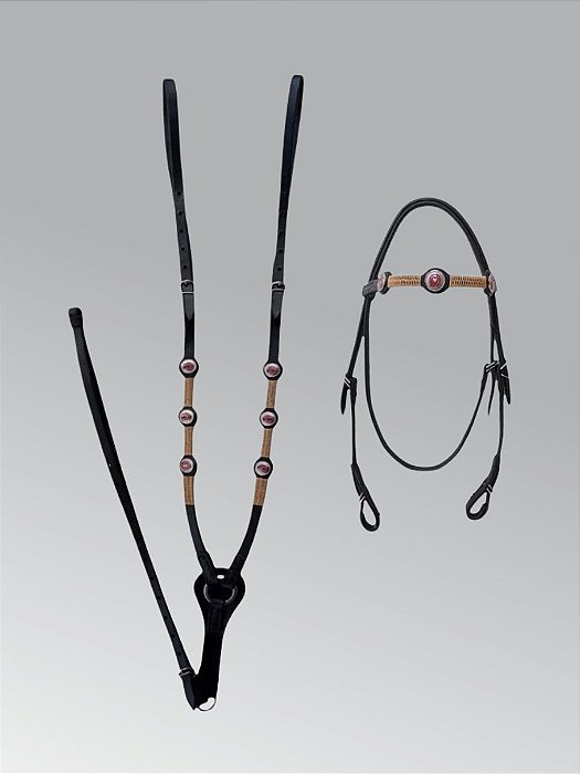 Cabeçada e Peitoral Mangalarga Top Ref. 1005 Couro Legítimo