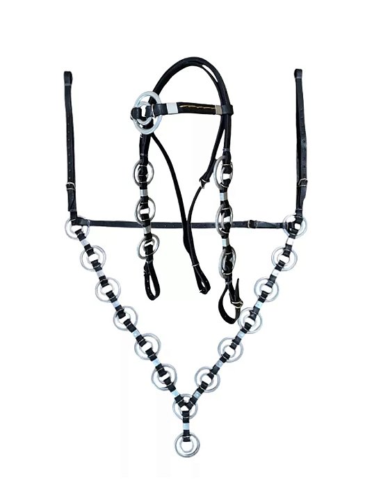 Cabeçada e Peitoral Argola Dupla Ref. 1007 Couro Legítimo