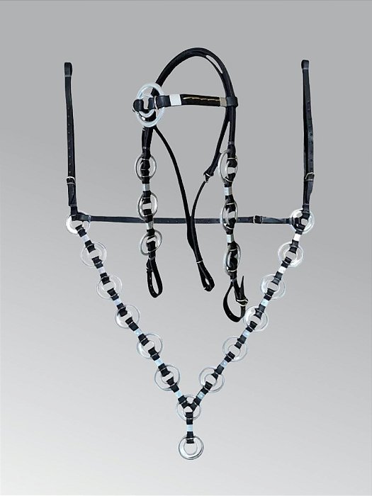 Cabeçada e Peitoral Argola Dupla Ref. 1007 Couro Legítimo