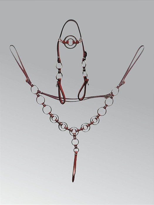 Cabeçada e Peitoral Argola Dupla Inox Virolado Ref. 1008 Couro Legítimo