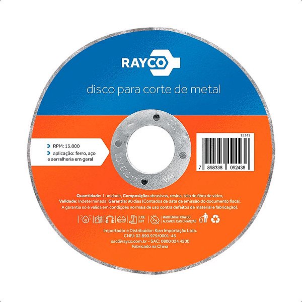 Disco Corte Metal 4.1/2" 115X1X22,23mm Ultra Fino