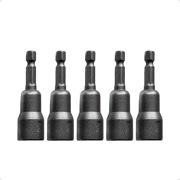 Jogo Soquete Canhão Sextavado 1/2X65mm Cromo Vanádio 5pçs