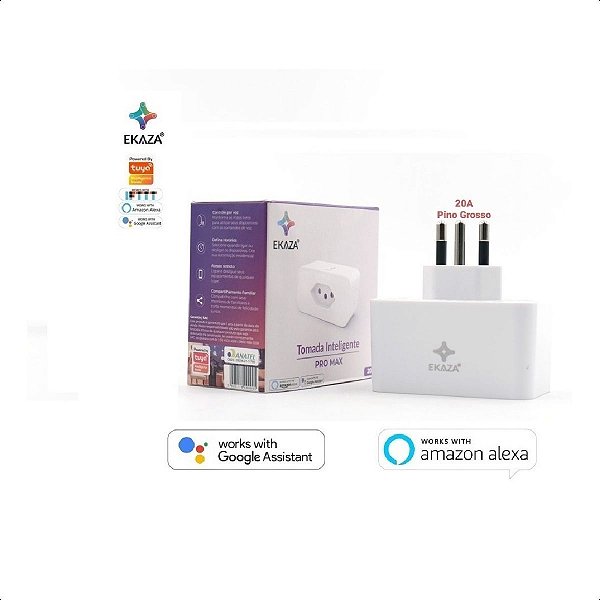 Tomada PRO MAX Inteligente EKAZA Wi-Fi Bivolt 20A Automação