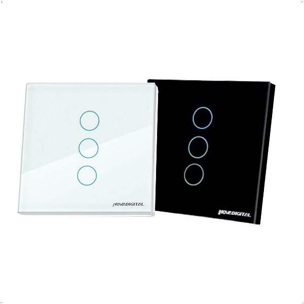 Controle Touch RF433MHz S/ Fio 3 Botões NovaDigital