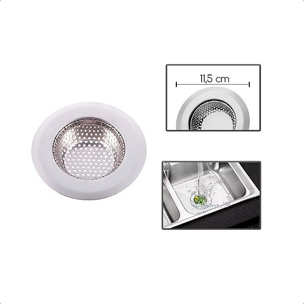 Ralo de Metal para Pia 11cm Inox UnyHome