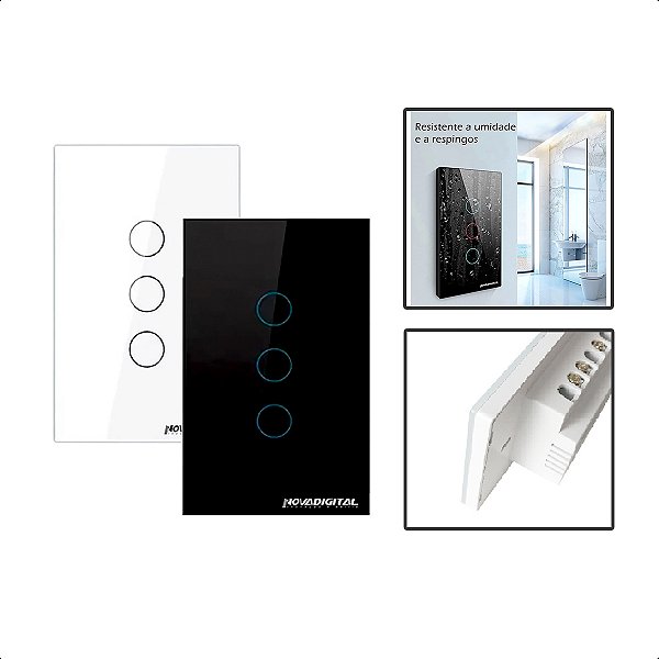 Interruptor Inteligente Wi-Fi NovaDigital 3 Botões Original